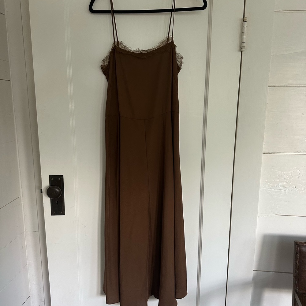 NWT Vince Brown Silk Dress with Pockets, Size Sm